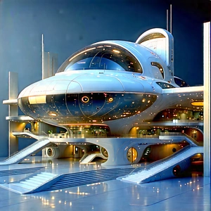 (futuristic:1.24) Innovation Hub With Futuristic, White,