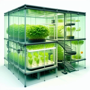 A Large, Multi-story Greenhouse Filled With Various Plants