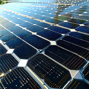 Tech Voxel Art: Solar Panel With (digital:1.5) Particles With Large Solar