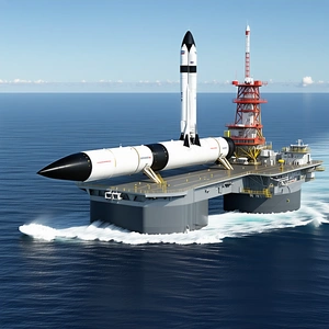 A Large Space Shuttle Is Being Transported On A Barge