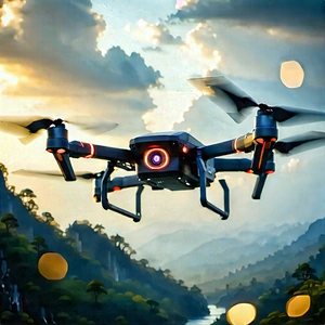 Drone With Digital Artwork With Black White