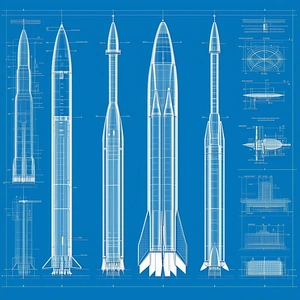 There Are Five Different Types Of Rockets Displayed In A Blue Drawing