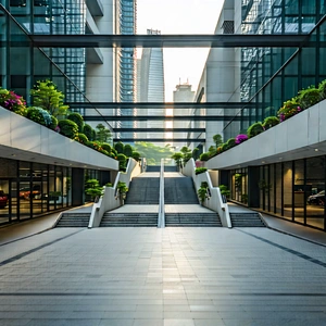 Urban Professional Photography: Urban Street With Modern Architecture With Large, Modern