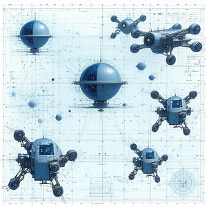 In This Image, There Are Four Different Spaceships Floating In The Air