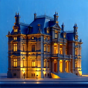 Urban Vector Art: Historic Building With (dramatic:1.43) Lighting With Large, Ornate