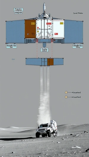 A White Spaceship Is Shown In A Diagram, With A Small White Figure Inside