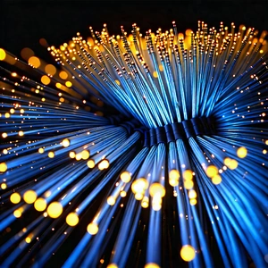 Tech Stock Photography: Close-up Of Fiber Optic Cables With Close-up Blue
