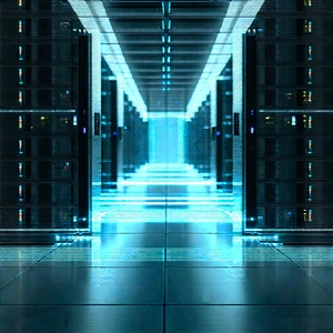 Server Rack With Holographic Projection With Large Computer