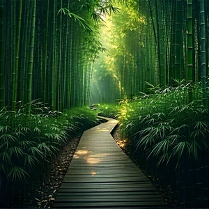 Nature Editorial Photography: Path through bamboo grove