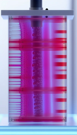 A Purple And Red Striped Image Is Displayed On A Blue Background