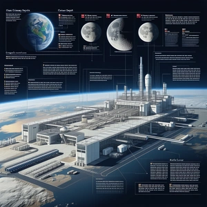 A Large Poster Is Displayed, Featuring A Space Station And A Moon