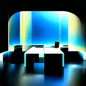 Futuristic Digital Workspace With Modern Office