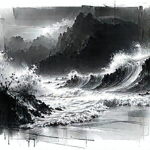 Abstract Charcoal Drawing: Rough flow