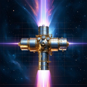 A Large, Futuristic-looking Spacecraft With A Cross-like Structure