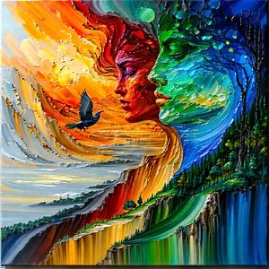 Abstract Oil Painting: Discord represented through layered elements
