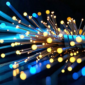 Close-up Of Fiber Optic Cables With Close-up Bunch