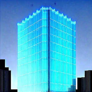 Urban Voxel Art: Glass office tower with reflective glass