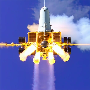 A Rocket Is Seen In The Sky, With Its Tail End Visible