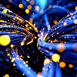 Close-up of fiber optic cables
