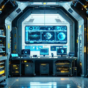 Futuristic Research Laboratory With Image, There