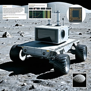 A White Robotic Vehicle Is Parked On The Moon's Surface
