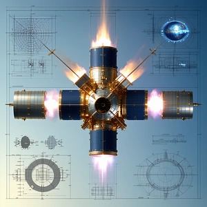 A Spacecraft Is Shown In A Series Of Diagrams, With The Main Focus On The Engine