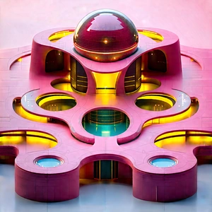 (futuristic:1.34) Innovation Hub With Large, Pink