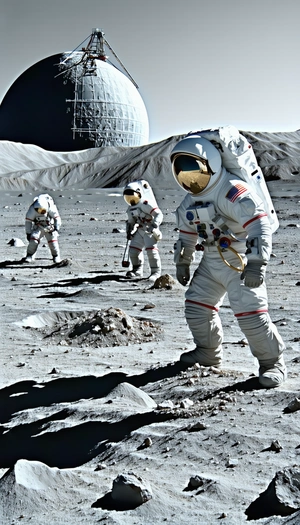 In The Image, There Are Three Astronauts Walking On The Moon