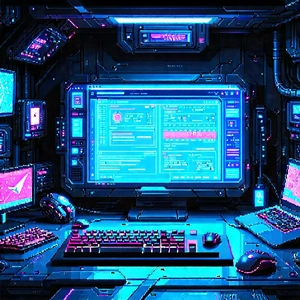 Futuristic (digital:1.49) Workspace With Image, There