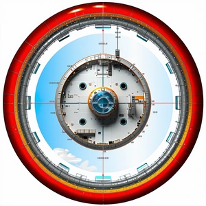 A Large, Round, Red Structure Is Shown In A Close-up View