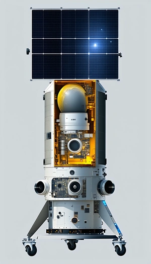 A Spacecraft Is Shown In A Close-up View, With Its Side Facing The Camera
