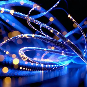 Close-up of fiber optic cables