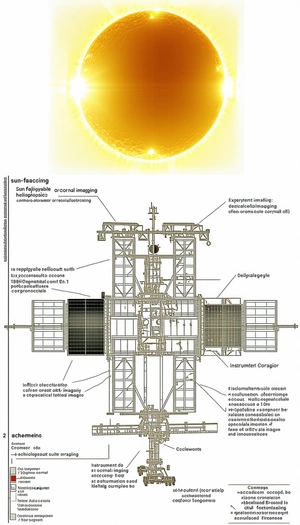 The Image Is A Diagram Of A Space Station, Showing Various Parts And Their Functions