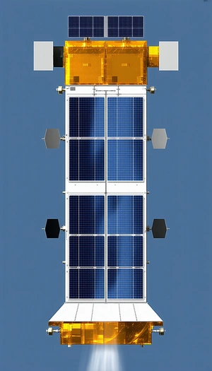 A Large Satellite Is Shown In A Blue Sky