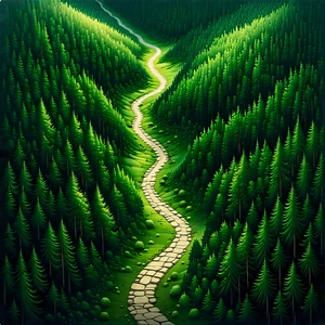 Nature Isometric Design: Path through dense forest