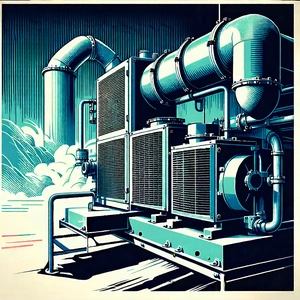 Tech Linocut Print: Close-up of cooling system