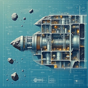 The Image Is A Blueprint Of A Futuristic Space Station