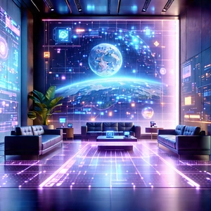 Futuristic Tech Startup Office With Image, There