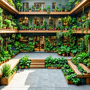 Lifestyle Aerial Photography: Balcony garden with organized space