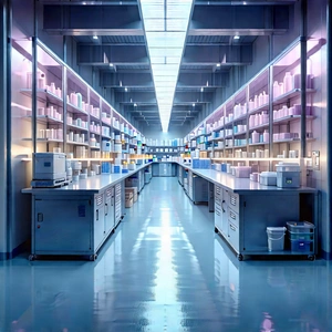 Healthcare Technology In Manufacturing Facility With Large, Well-lit