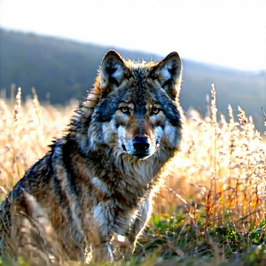 Nature Blender Artwork: Wolf in prairie grassland