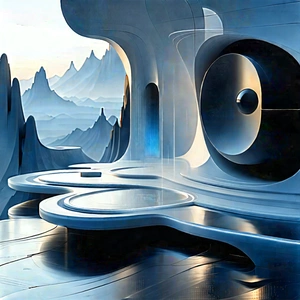 Futuristic (digital:1.47) Workspace With Image, There