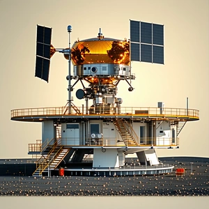 A Large Satellite Dish Is Sitting On Top Of A Building