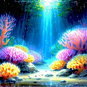 Nature Pastel Drawing: Coral reef in rainy season