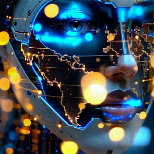 Tech Gouache Painting: Artificial intelligence visualization
