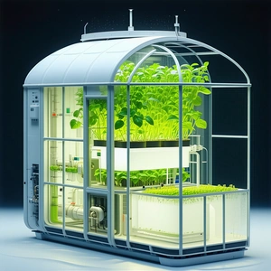 A Large, White, And Glass-walled Structure That Houses A Variety Of Plants