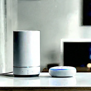 Smart Home Device With Streaming Content With White Speaker
