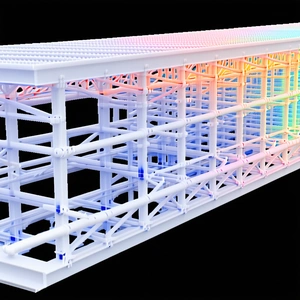 A White, Three-dimensional Structure With A Rainbow-colored Pattern