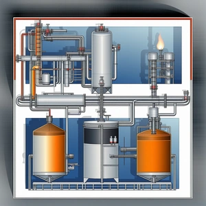 The Image Is A Detailed Drawing Of A Chemical Plant, Featuring A Large Number Of Pipes And Tanks
