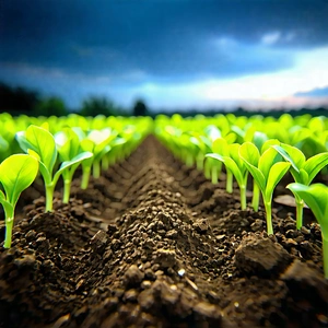 Tech Long Exposure Photography: Agricultural Technology In Tech Office With Large Field
